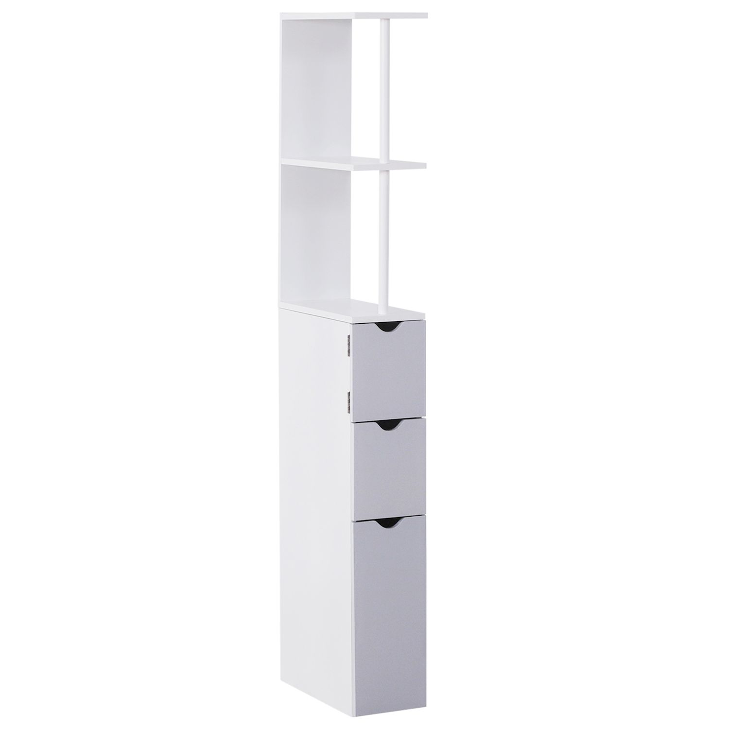 HOMCOM 69' Wood Free Standing Bathroom Linen Tower Storage Cabinet - White