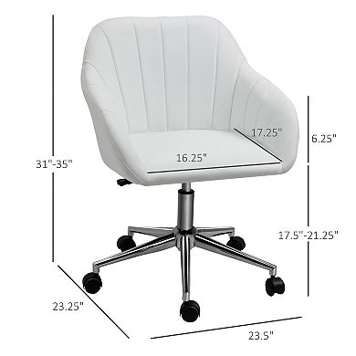 Vinsetto Mid Back Home Office Chair Computer Desk Chair with PU Leather Adjustable Height Swivel Wheels for Study Bedroom White