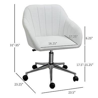 Chic U-shaped Computer Armchair With Line Stitching And Faux Leather, Black