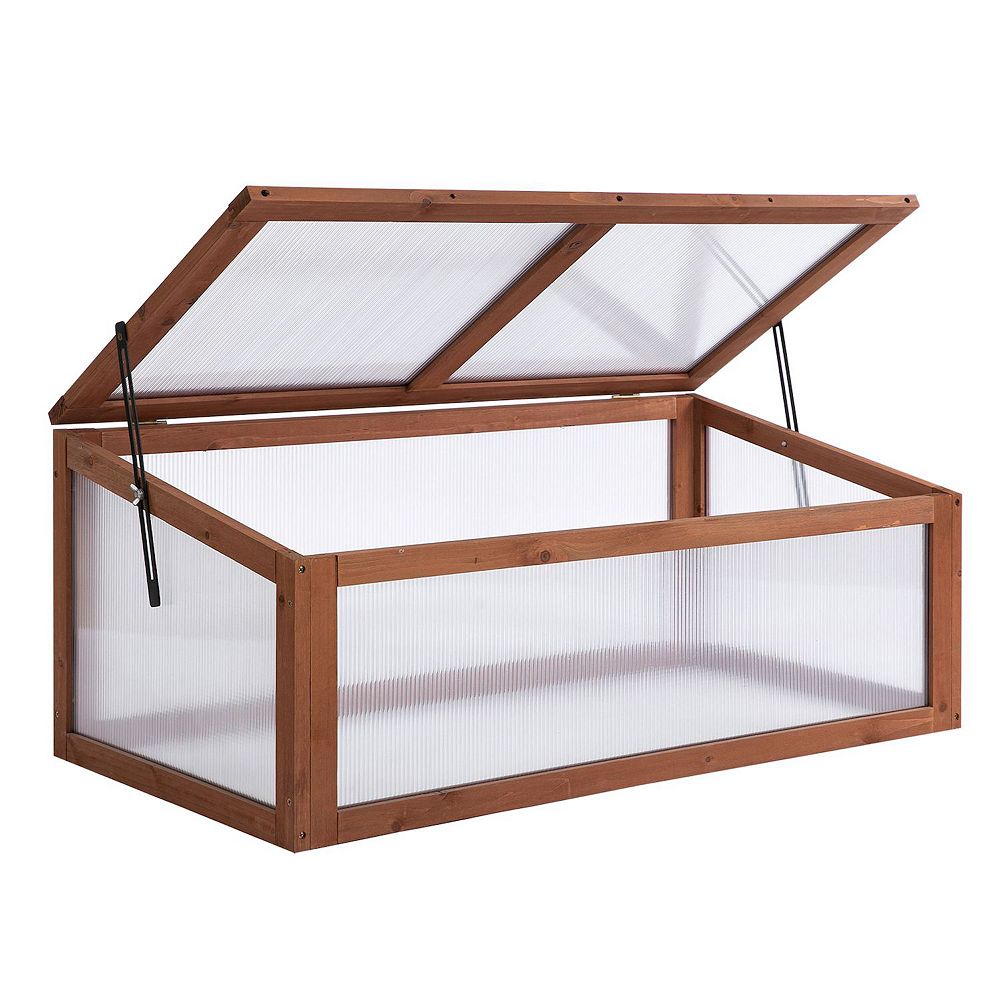 Outsunny Wooden Greenhouse Raised Planter Box Protection, 78"x26"x16", Brown