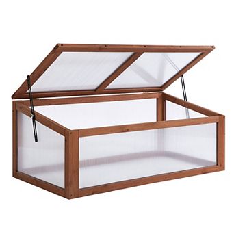 Outsunny 39inch x 26" x 16" Wood Cold Frame Greenhouse