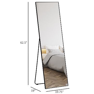 62.5" Freestanding Full Body Bedroom Mirror, Wall Mounted Dressing Mirror Black