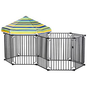 PawHut Dog Playpen with Door and Removable Cover for Small and Most Medium Sized Dogs Indoor and Outdoor Use 47" H