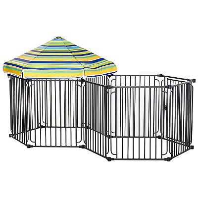 PawHut Dog Playpen with Door and Removable Cover for Small and Most Medium Sized Dogs Indoor and Outdoor Use 47 H