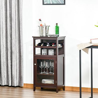 Bar Cabinet With 4 Bottle Storage Wine Rack And Acrylic Door Cabinet And Shelf