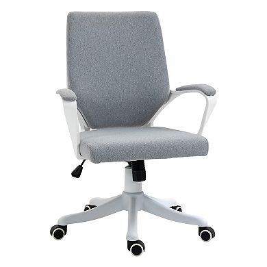 Vinsetto Mid Back Home Office Chair Ergonomic Task Computer Desk Chair with Lumbar Back Support Adjustable Height and Padded Armrests Grey