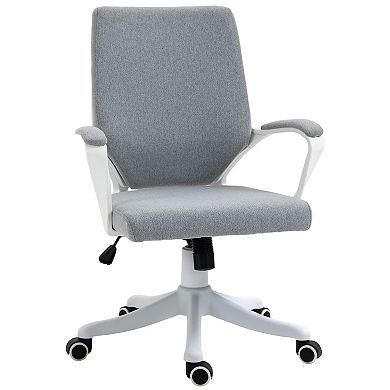 Vinsetto Mid Back Home Office Chair Ergonomic Task Computer Desk Chair with Lumbar Back Support Adjustable Height and Padded Armrests Grey