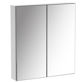 Wall-mount Mirror Vanity Bathroom Stainless Steel W/door Shelves, Silver 24"x26"