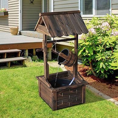 Outsunny Wishing Well Fountain, Waterfall Fountain, Finish