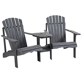 Outsunny 2 Person Adirondack Bench, Wood