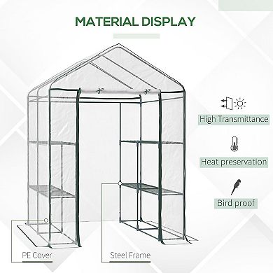 56" X 56" X 77" Portable Walk-in Greenhouse W/3-tier Shelves & Roll Up Door