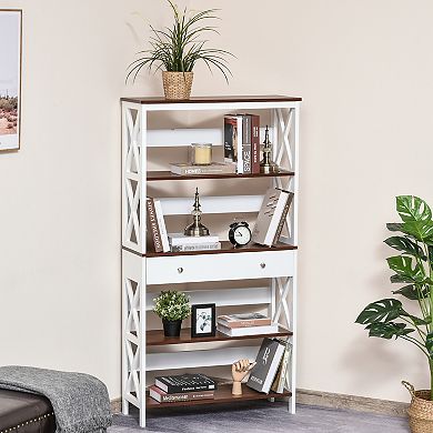 4-level Bookshelf Display Unit Organizer With Shelves For Living Room, Or Office