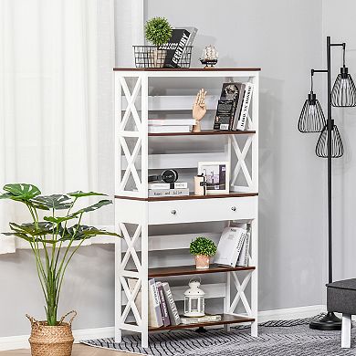 4-level Bookshelf Display Unit Organizer With Shelves For Living Room, Or Office