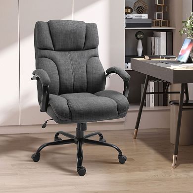 Vinsetto 500lbs Big and Tall Office Chair with Wide Seat Ergonomic Executive Computer Chair with Adjustable Height Swivel Wheels and Linen Finish Light Grey