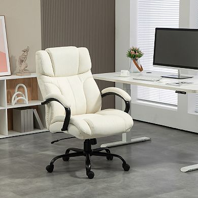 Vinsetto 500lbs Big and Tall Office Chair with Wide Seat Ergonomic Executive Computer Chair with Adjustable Height Swivel Wheels and Linen Finish Light Grey