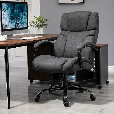 Vinsetto 500lbs Big and Tall Office Chair with Wide Seat Ergonomic Executive Computer Chair with Adjustable Height Swivel Wheels and Linen Finish Light Grey