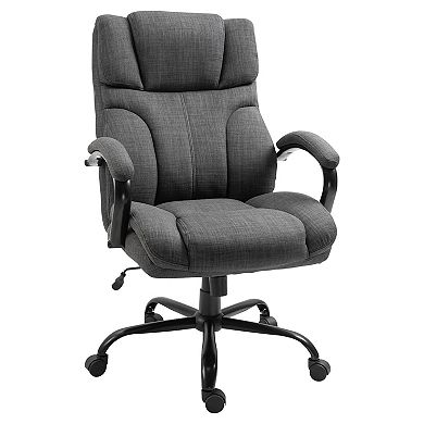 Vinsetto 500lbs Big and Tall Office Chair with Wide Seat Ergonomic Executive Computer Chair with Adjustable Height Swivel Wheels and Linen Finish Light Grey