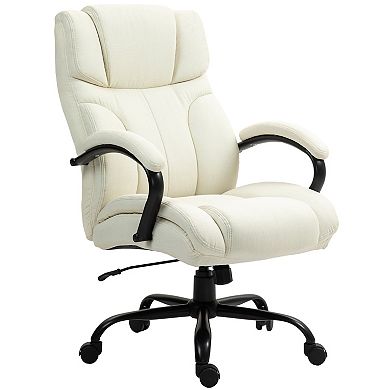 Vinsetto 500lbs Big and Tall Office Chair with Wide Seat Ergonomic Executive Computer Chair with Adjustable Height Swivel Wheels and Linen Finish Light Grey