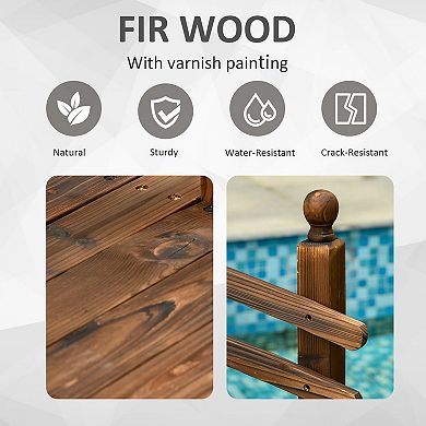 Outsunny 7.5ft Fir Wood Garden Bridge Arc Walkway with Side Railings, Stained
