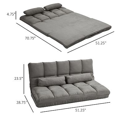 Homcom Convertible Floor Sofa With Adjustable Backrest And Headrest