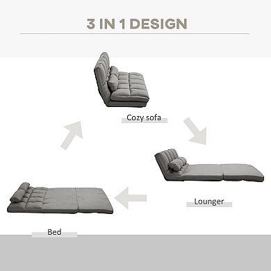 Homcom Convertible Floor Sofa With Adjustable Backrest And Headrest