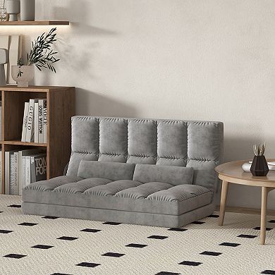 Homcom Convertible Floor Sofa With Adjustable Backrest And Headrest