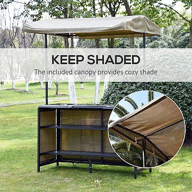 3 Pc Outdoor Patio Mesh Cloth Canopy Bar Table Chairs Stools Storage Set