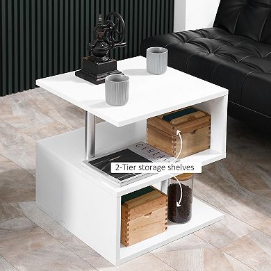 HOMCOM 20" Chic Designer S-Shaped Multi-Level Accent End Table Shelf,