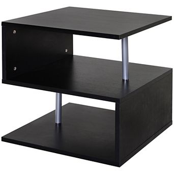 2 tier Wooden Side End Coffee Table Storage Shelves For Living Room Or Bedroom