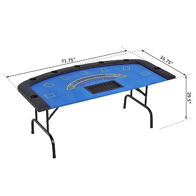 72" 7 Player Octagon Folding Poker Table With Cup Holders