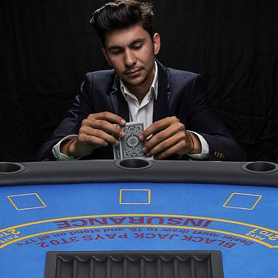 72" 7 Player Octagon Folding Poker Table With Cup Holders