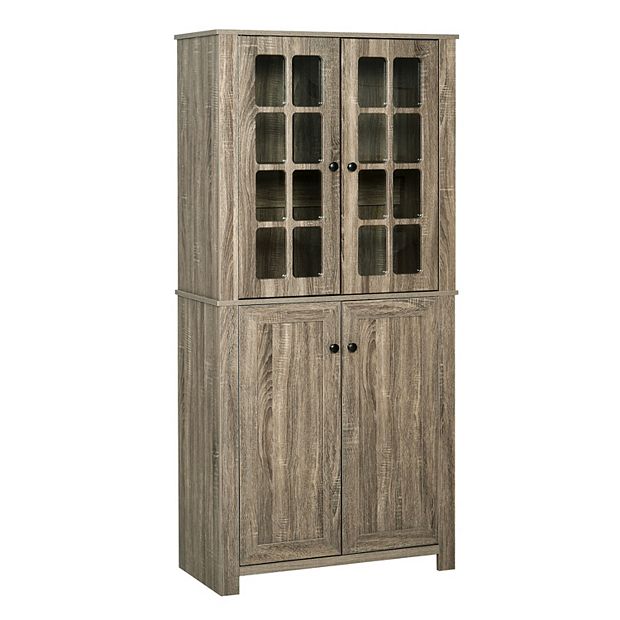 HOMCOM Freestanding Modern 4 Door Kitchen Pantry, Storage Cabinet