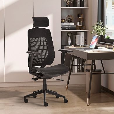 Vinsetto Ergonomic Office Chair High Back Desk Chair with Breathable Mesh Fabric Movable seat 3D Armrest Rotatable Headrest Adjustable Lumbar Support Reclining Function Black