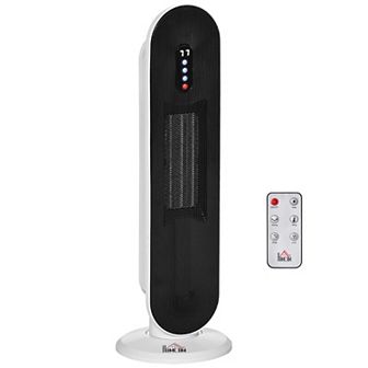 Portable Oscillating Ceramic Space Heater W/ Remote & Tip-over Protection, White