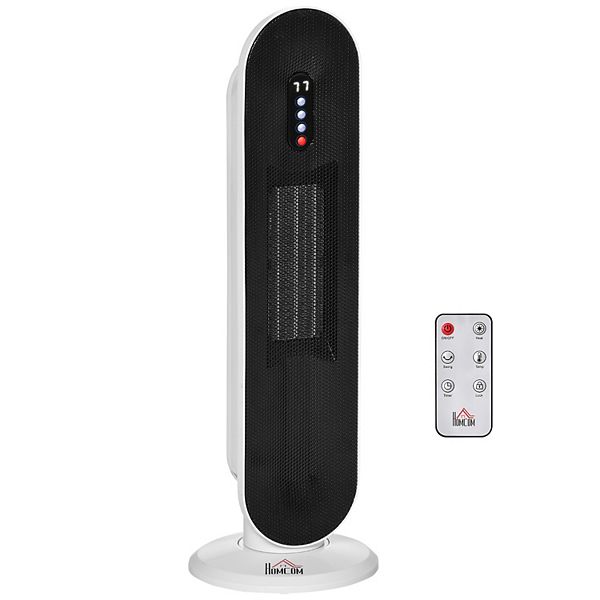 Portable Oscillating Ceramic Space Heater W/ Remote & Tipover Protection, White