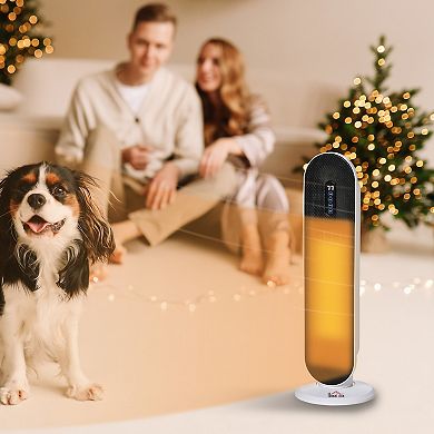 Portable Oscillating Ceramic Space Heater W/ Remote & Tip-over Protection, White
