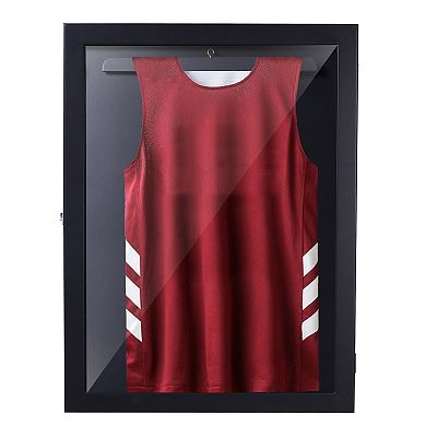 Athletic Jersey Shadow Frame Square Lockable Display Case With Brass Hook Hanger