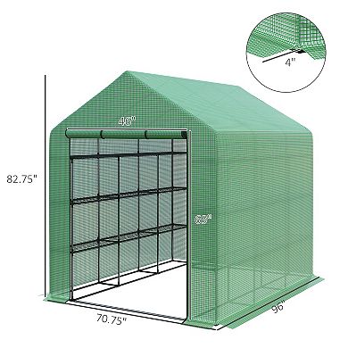 Greenhouse 8' X 6' X 7', Walkin Hot House, 18 Shelves, Plant Tropical Flowers