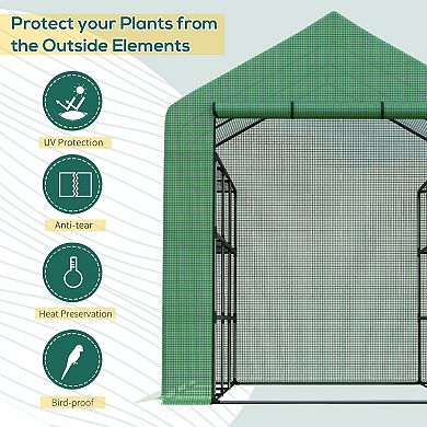 Greenhouse 8' X 6' X 7', Walkin Hot House, 18 Shelves, Plant Tropical Flowers