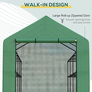 Greenhouse 8' X 6' X 7', Walkin Hot House, 18 Shelves, Plant Tropical Flowers