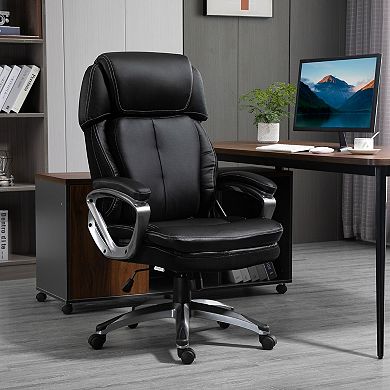Vinsetto High Back Ergonomic Home Office Chair Computer Chair PU Leather Swivel Chair with Padded Armrests Adjustable Height Black