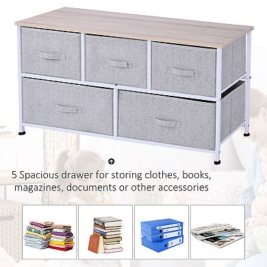 40" Storage Cube Dresser Unit Shelf Organizer With 5 Fabric Drawer Bins