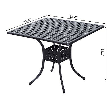 Square/round Cast Aluminum Outdoor Dining Table Garden Patio Furniture Black