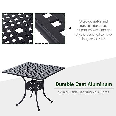 Square/round Cast Aluminum Outdoor Dining Table Garden Patio Furniture Black