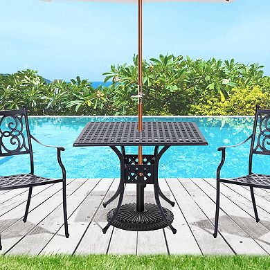 Square/round Cast Aluminum Outdoor Dining Table Garden Patio Furniture Black