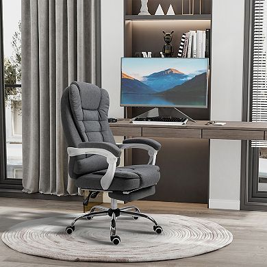 Vinsetto High Back Office Chair Swivel Task Chair with Retractable Footrest and Height Adjustable Computer Linen Chair