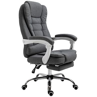 Vinsetto High Back Office Chair Swivel Task Chair with Retractable Footrest and Height Adjustable Computer Linen Chair