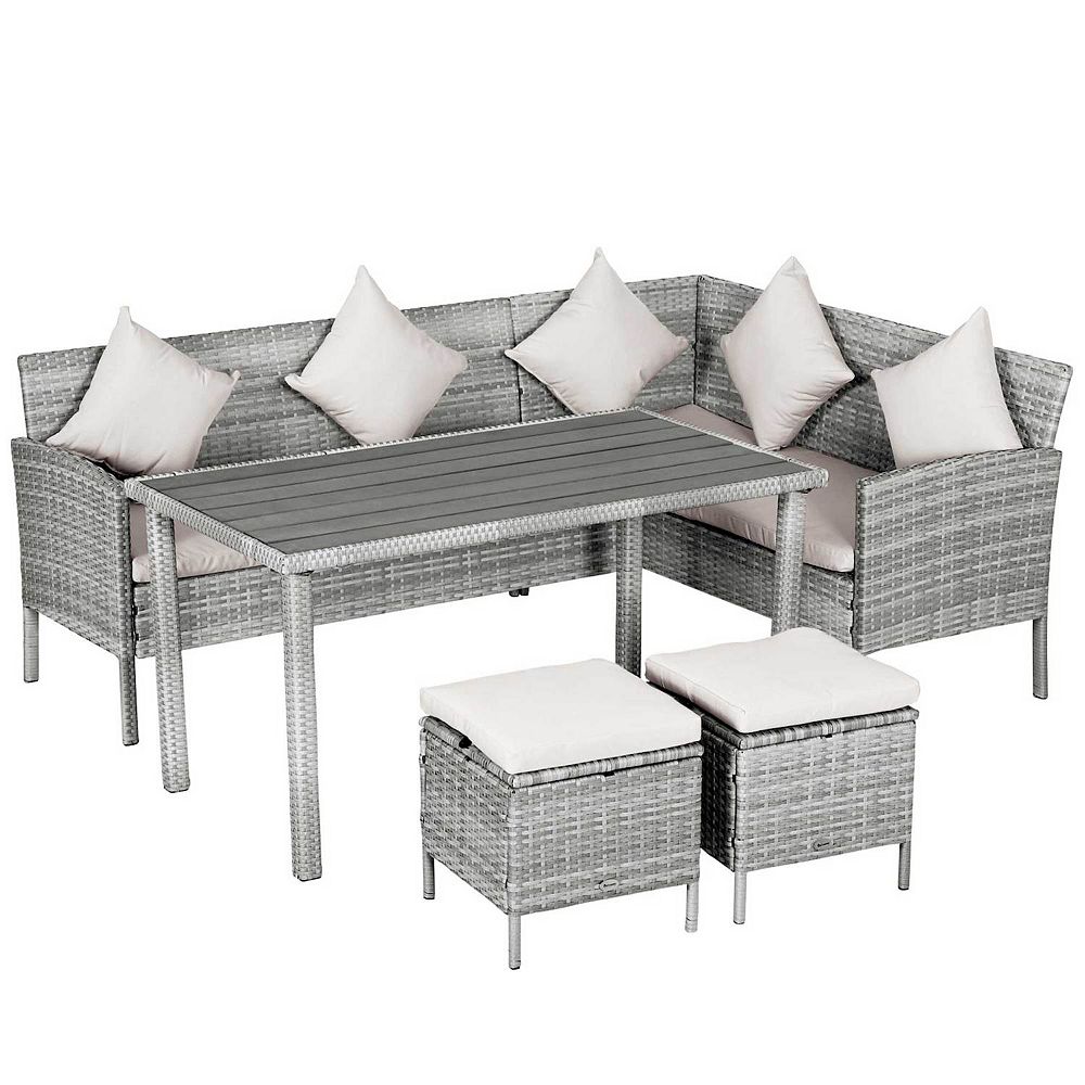 Outsunny Wicker Furniture Set, Sectional Sofa w/ Loveseats & Chairs
