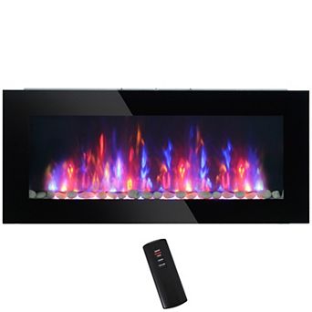 HOMCOM 41.3inch 1500W Electric Fireplace with 7-Color Flame Effect