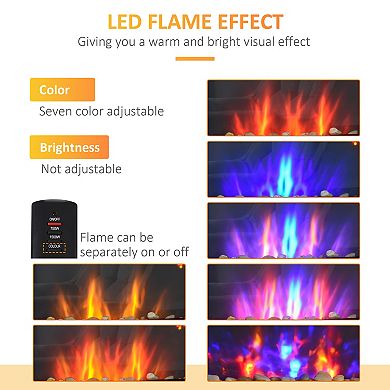 HOMCOM 41.3" 1500W Electric Fireplace with 7-Color Flame Effect